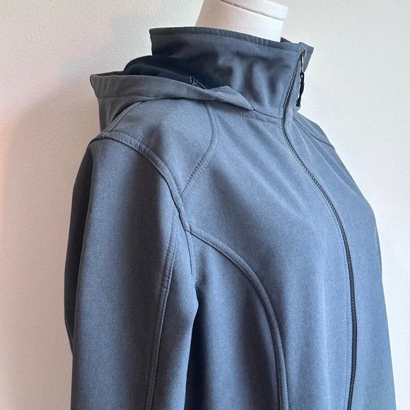 Eddie Bauer ‘Windfoil Elite’ Hooded Fleece Lined Gray Trench Coat SIZE L - Picture 3 of 11